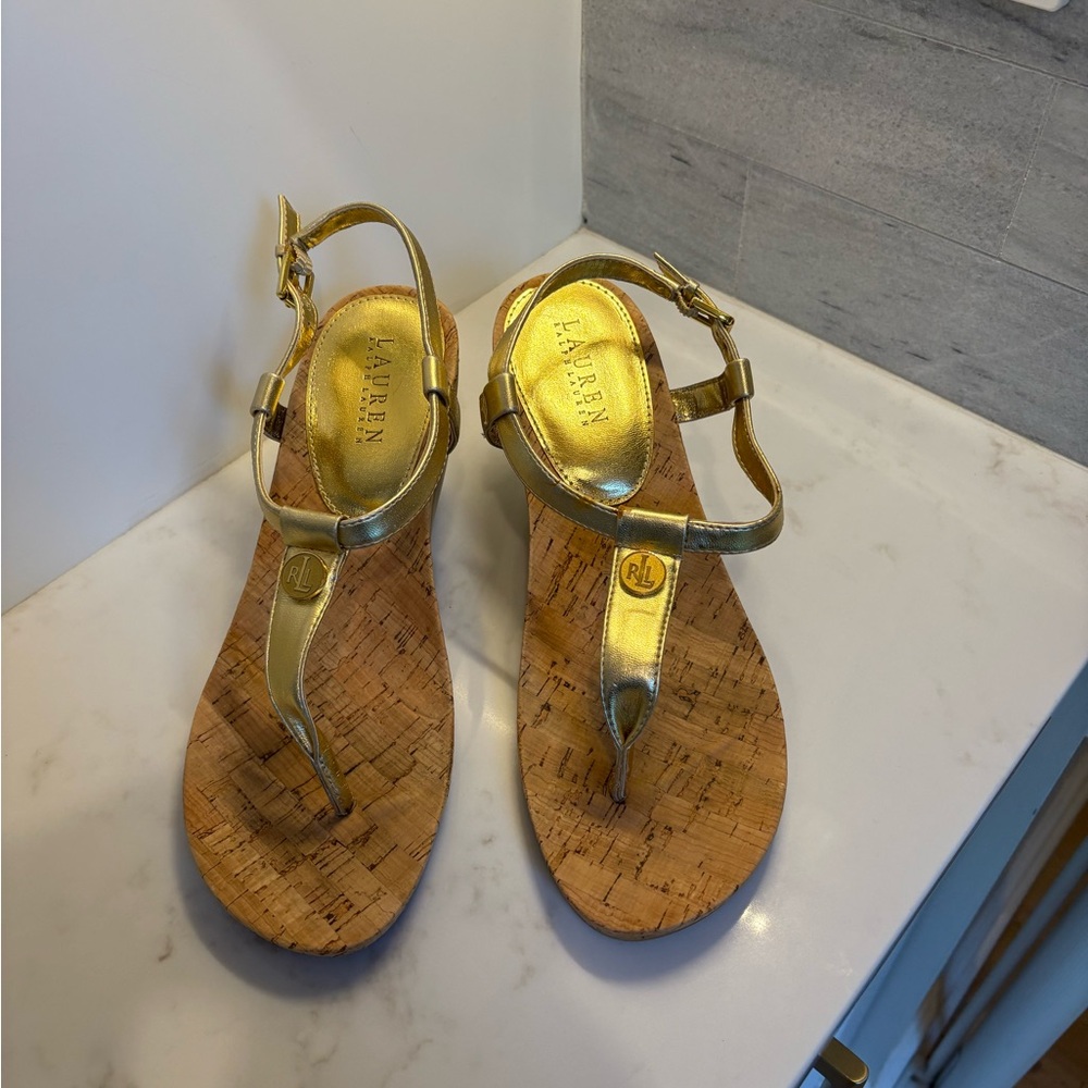 Lauren Gold Cork Sandals
